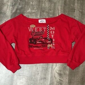 AERO Red West Coast Motors Crop Sweatshirt